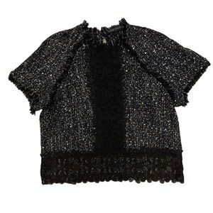 Zara | Tweed and Lace Top